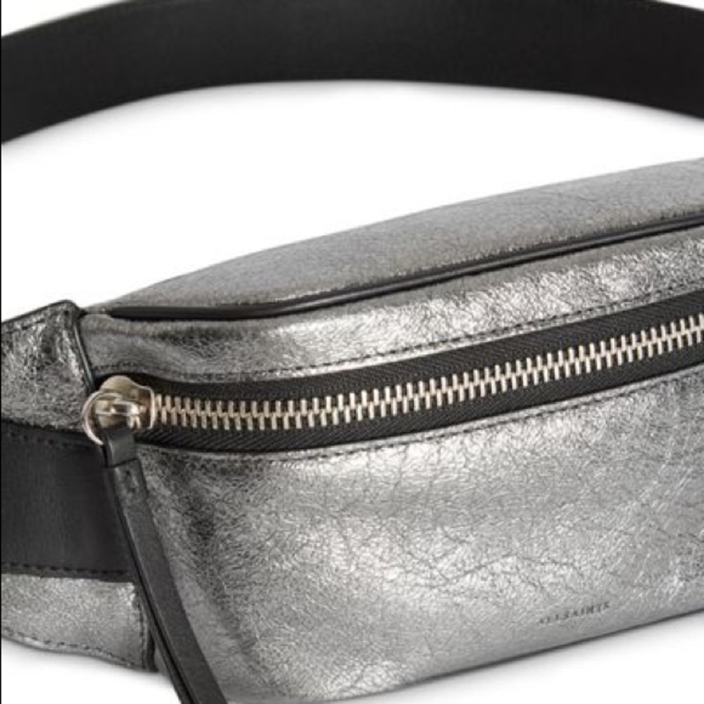 All Saints zipper metallic leather closure crossbody bag